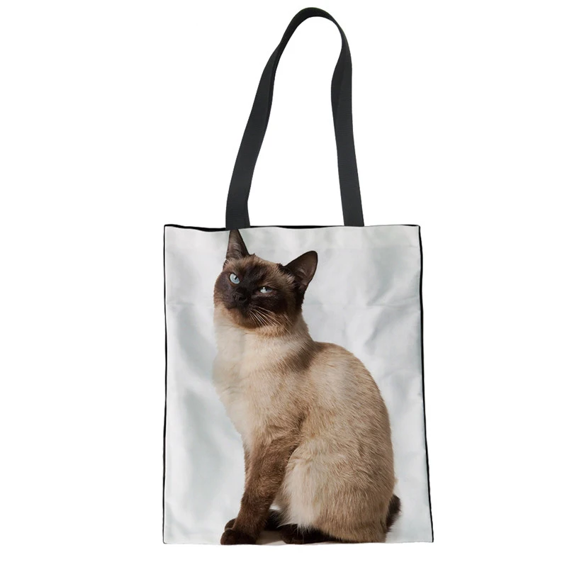 LMF1270Z22 WHEREISART Яркая сумка для шоппинга Saco Compras Animal Siamese Cat женские матерчатые сумки хлопчатобумажная хозяйственная сумка на плечо - Цвет: LMF1270Z22