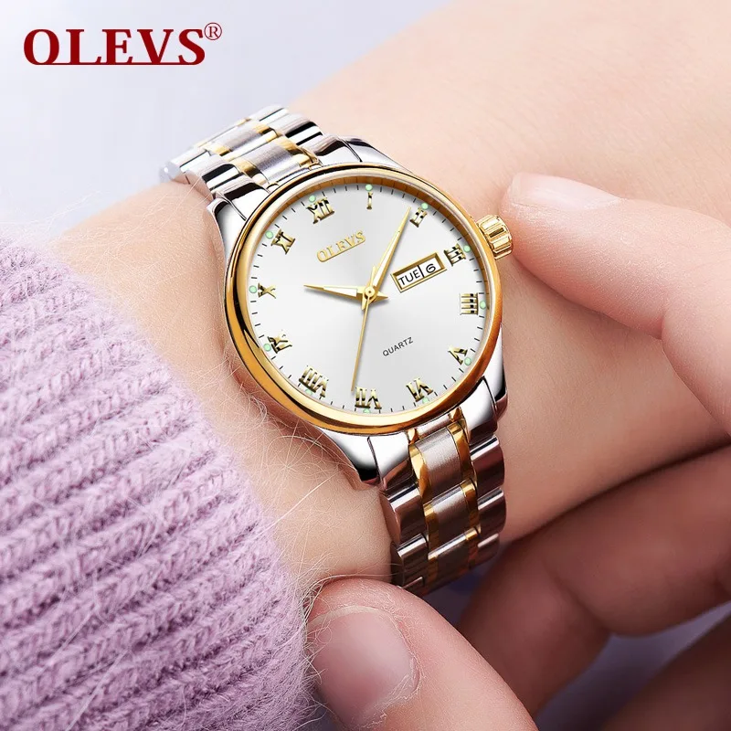 Steel white Lady OLEVS женские часы женские модные простые женские часы брендовые Роскошные montre femme uhren damen стальные металлические часы с браслетом Новые - Цвет: Steel white Lady