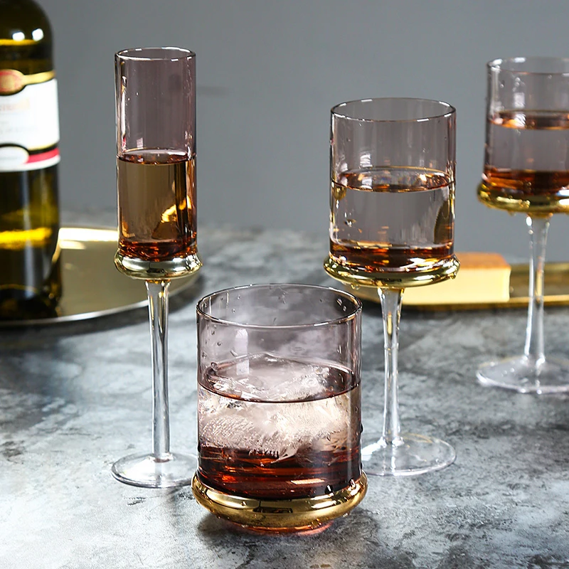

Nordic wine glass Electroplating lead-free crystal glass goblet wine cup champagne whiskey glass cup bar party drinkware