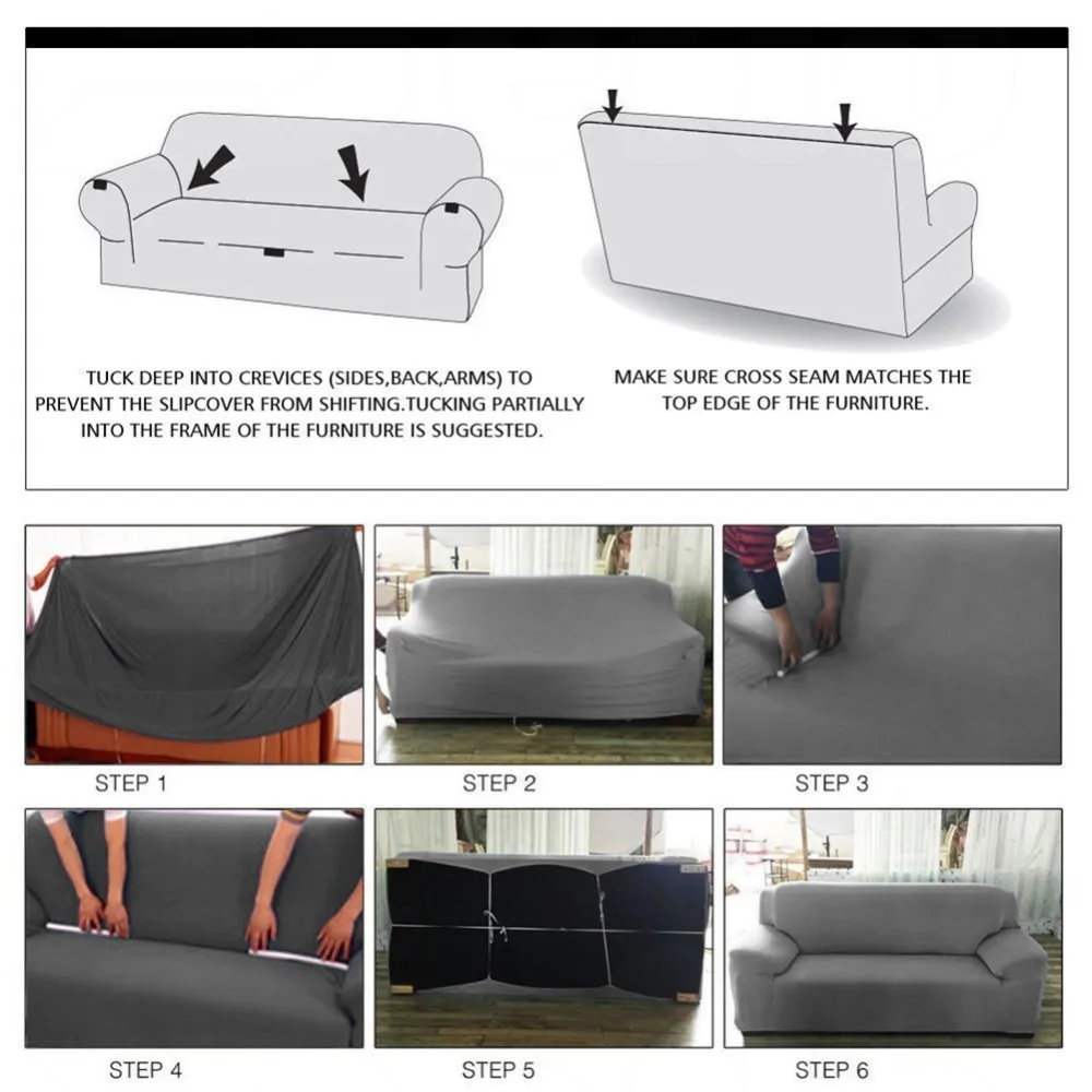 

4 Solid Pure Color Knitting All-wrapped Couch Stretch Sofa Cover 1/2/3 Seater Furniture Protector With Elastic
