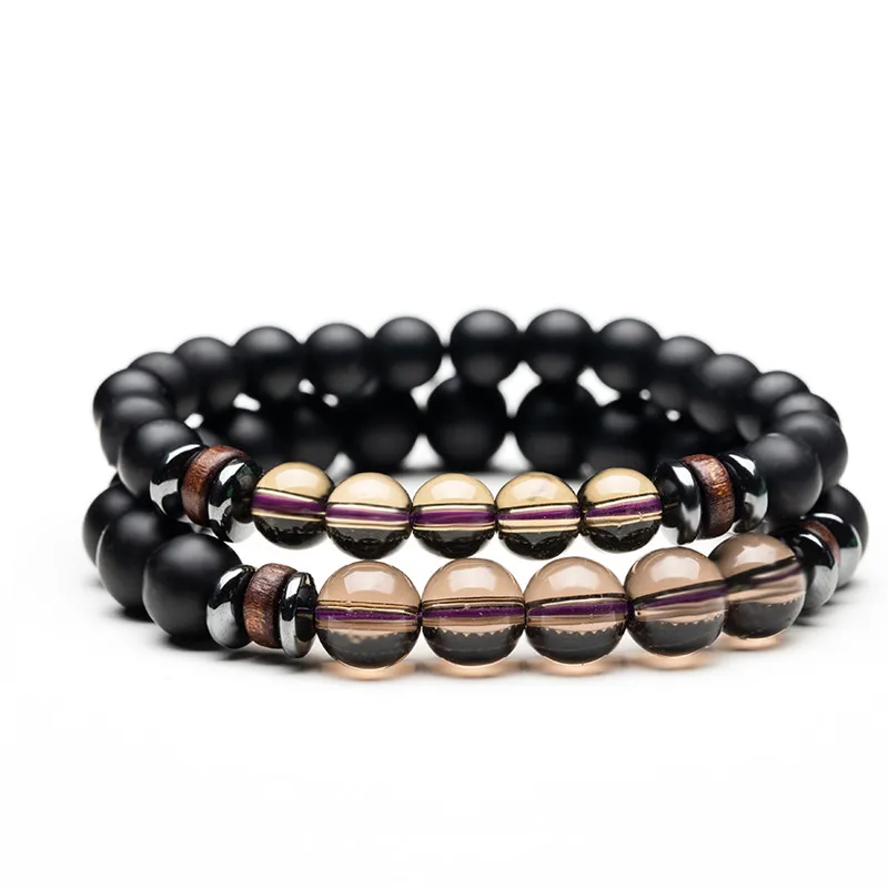 set Натуральный камень хрустальные бусины Будда Strand Braclet браслет для мужчин и женщин пара новые модные ювелирные аксессуары на руку - Окраска металла: set