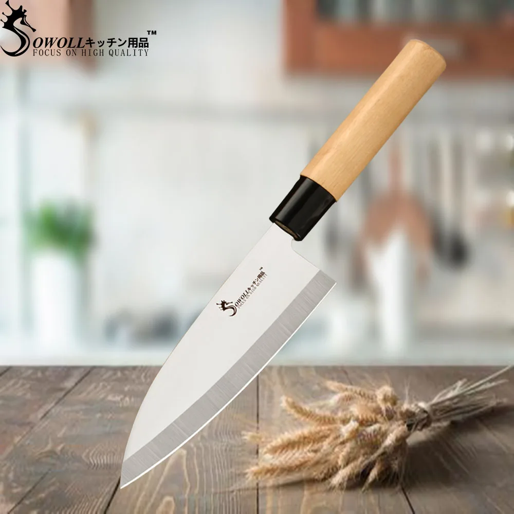 Chef knife SOWOLL набор ножей из нержавеющей стали острый нож нарезки поднос для суши и сашими кухонный нож для разделки рыбы комплект поварских ножей - Цвет: Chef knife