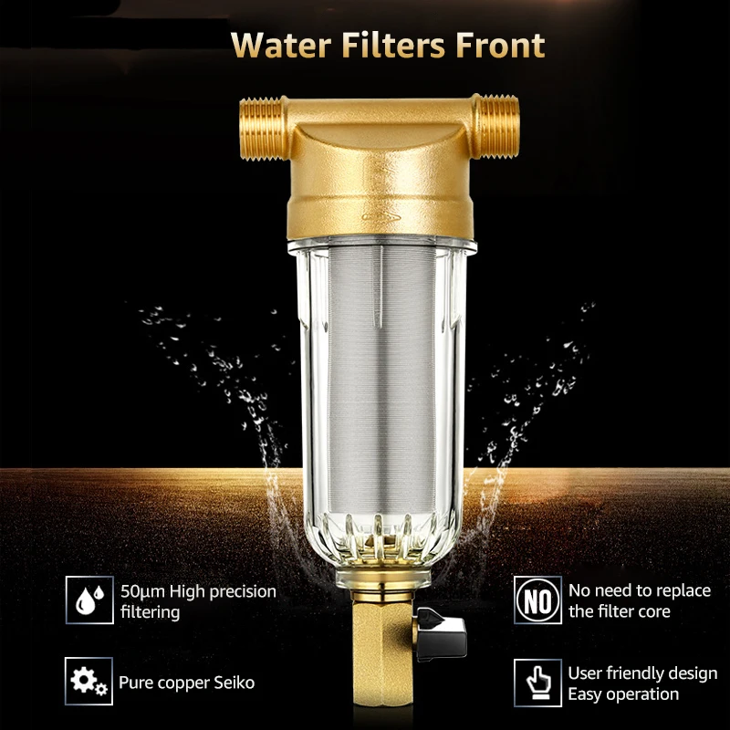 LSTACHi High Quality Pre-filter Water Filters 4 Split-mouth Copper Lead Front Purifier Backwash Remove Rust And Sediment 