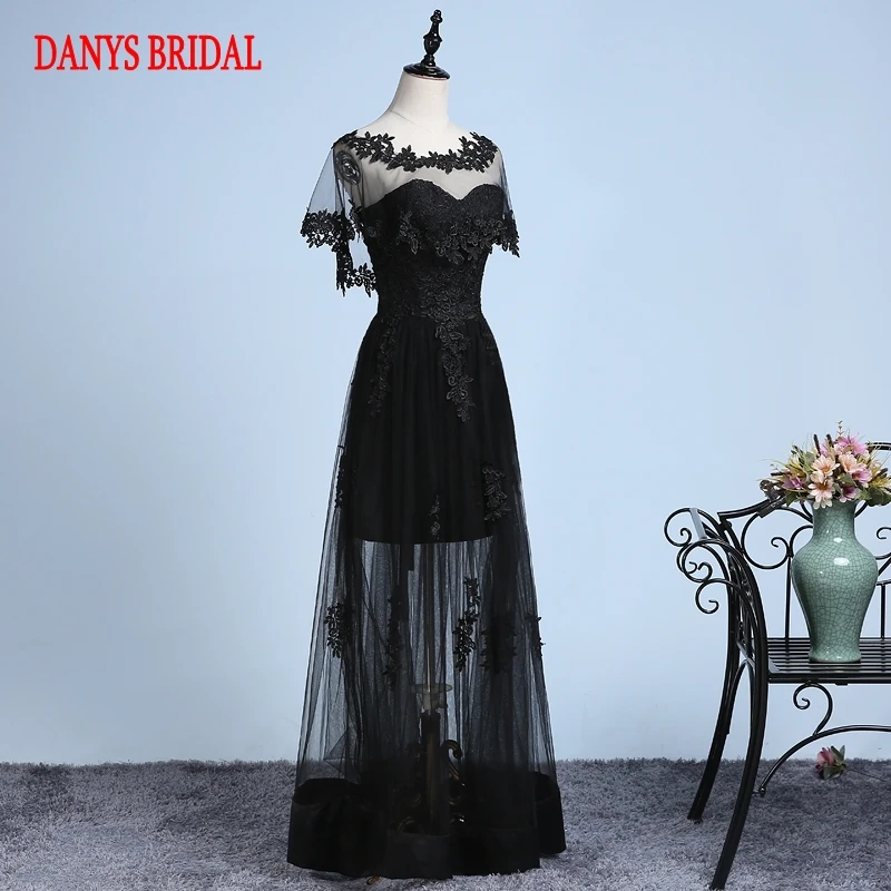 Черные Длинные Выпускные платья для выпускного вечера с курткой вечернее платье