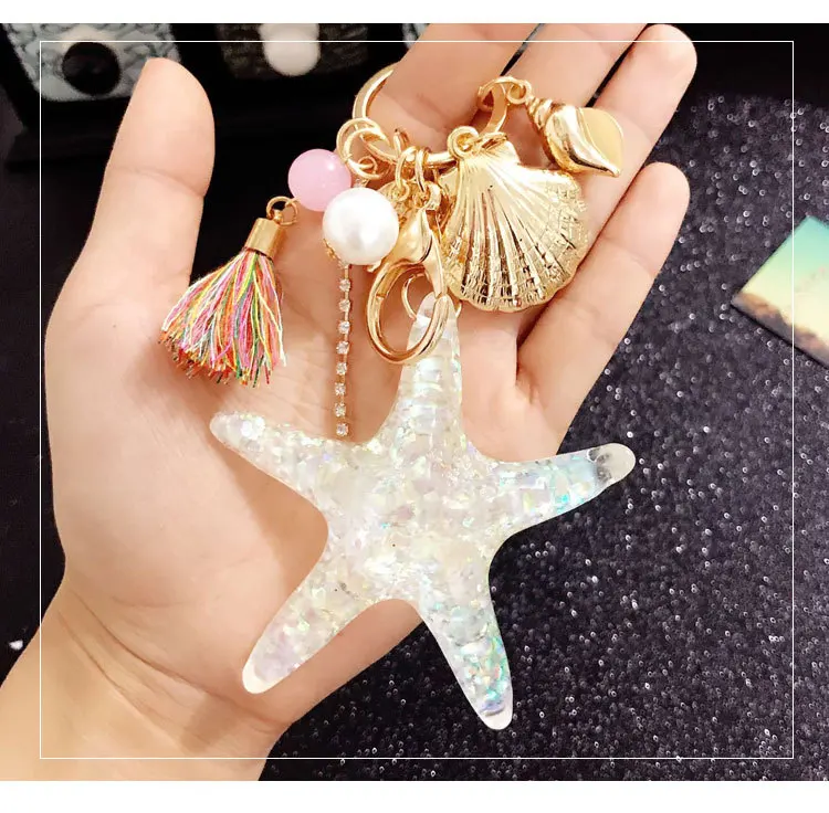 ZUCZUG Новый с графикой из мультиков морская мир Starfish жемчужная раковина брелок для