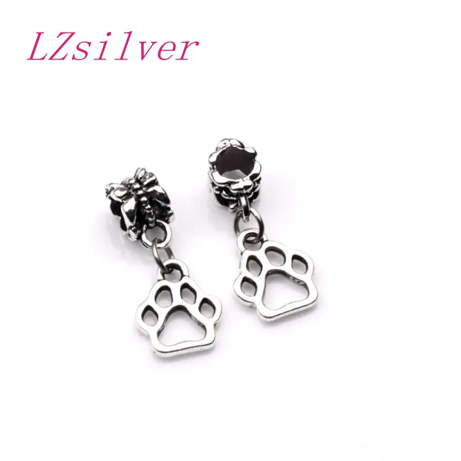 

Hot Sell ! 20 pcs Zinc Alloy Hollow Paw Print Dangle Bead Fit Charm Bracelet 11 x 26 mm (za255)