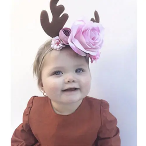 На Рождество 1 шт. аксессуары для волос на заколка рог лося Санта hairband резинкой