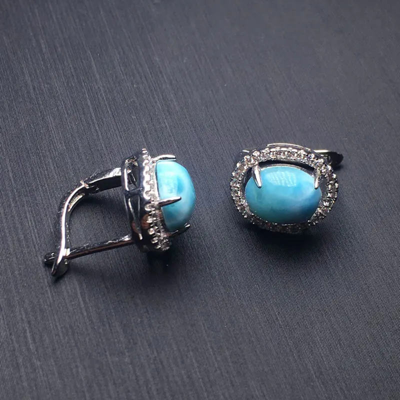CSJ, классические Серьги Larimar, хорошее качество, Стерлинговое Серебро 925 пробы, натуральный синий драгоценный камень, хорошее ювелирное изделие, обручальные кольца для женщин, подарок