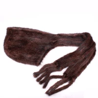 winter thermal mink fur hat scarf women mink cap knitted hat scarf one piece warm muffler for women