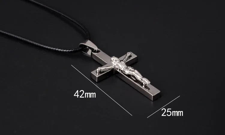 Ожерелье с крестом, распятие INRI Jesus, ожерелье с кулоном серебряного цвета из нержавеющей стали, мужские цепи, католические украшения, подарки
