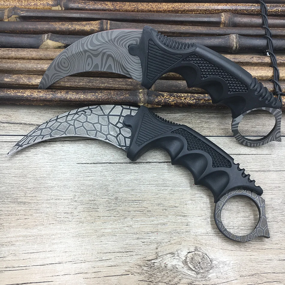 CS GO коготь счетчика удара Karambit нож шеи нож с оболочкой зуб тигра настоящая игра нож Радуга Кемпинг Фиксированное Лезвие Нож