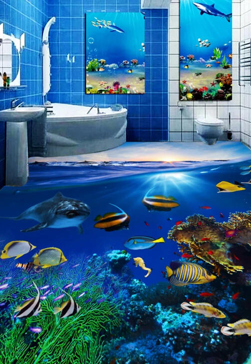

[Self-Adhesive] 3D Underwater World 4 Non-slip Waterproof Photo Self-Adhesive Floor Mural Sticker WallPaper Murals Wall Print