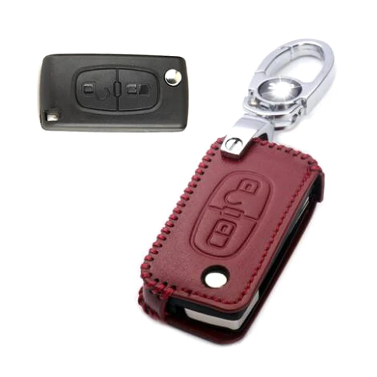 Новый кожаный чехол для ключей с 2 кнопками Citroen/Peugeot Series C|2 button|leather key fob holderkey holder |