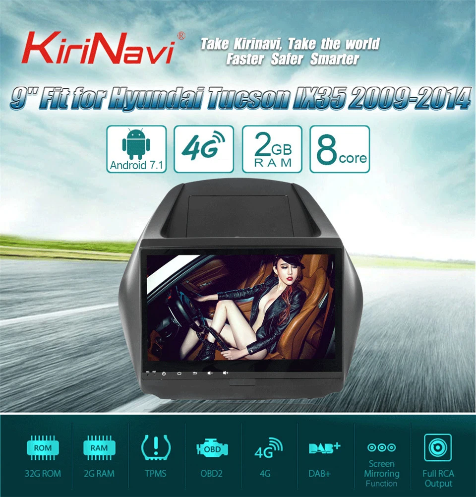 KiriNavi Восьмиядерный Android 7,1 автомобильный радиоприемник для hyundai IX35 Tuscon Android автомобильный DVD gps навигационная мультимедийная система Bluetooth RDS
