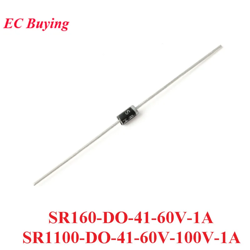 50PCS SR160 SR1100 DO-41 Schottky Rectifier Diode Silicon Bridge 60V 100V 1A | Электронные компоненты и