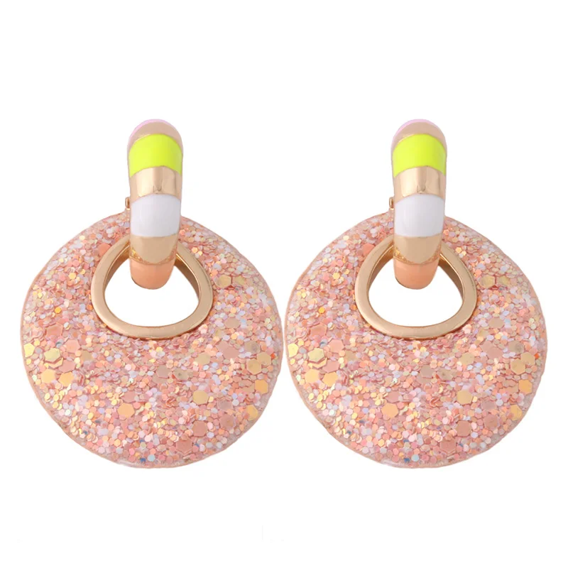 apricot color NeeFu WoFu блестящие кожаные большие серьги бренд Oorbellen с принтом кольца для женщин orecchini Ear bijoux femme Brinco ювелирные изделия оптом - Окраска металла: apricot color
