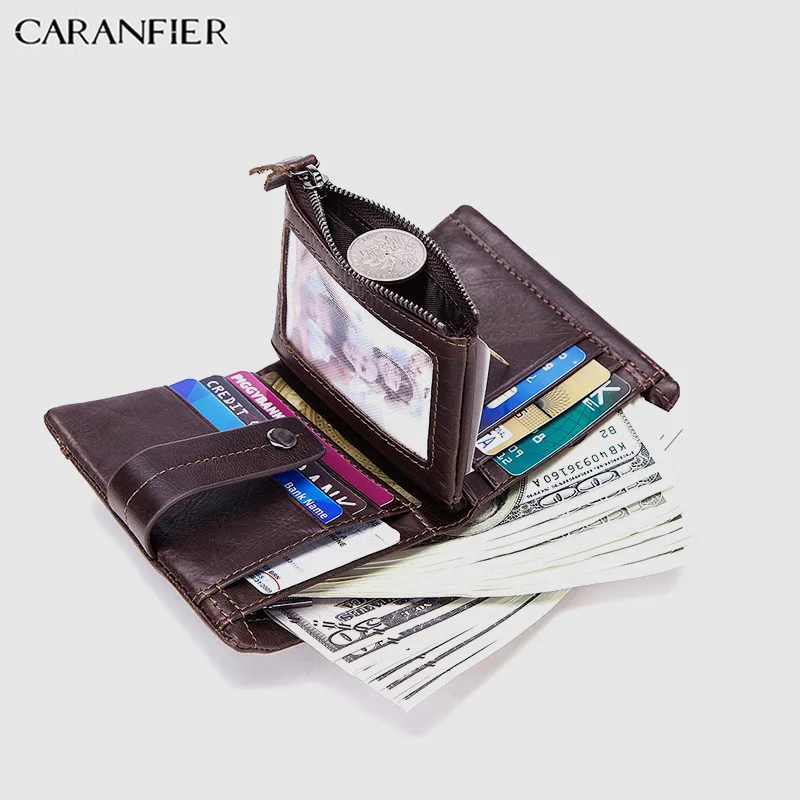 Мужской кошелек тройка CARANFIER из натуральной воловьей кожи с отделением для монет