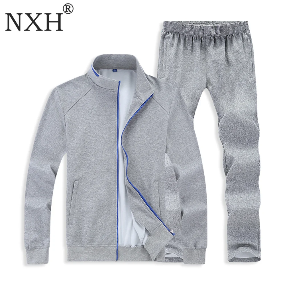 NXH размера плюс спортивный костюм 6XL 7XL 8XL длинный хлопковый набор мужской с