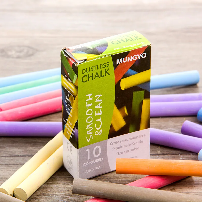 Мел от пыли Mungyo 10 ручек/коробок общий тип для детей Южная Корея 2020|chalk stick|chalk penpen