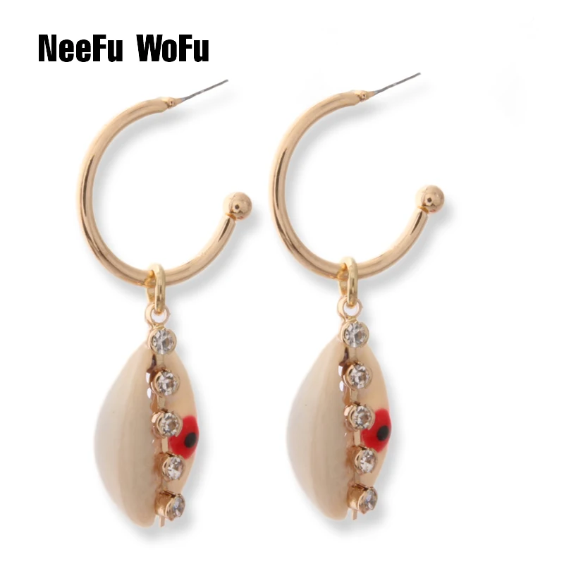 Серьги-кольца NeeFuWoFu большие медные серьги с жемчугом в виде капель | Украшения и