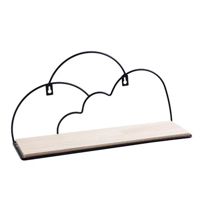 cloud type Плавающие полки настенные из кованого железа+ деревянные полки для хранения для спальни, гостиной, ванной комнаты декоративные настенные полки - Цвет: cloud type