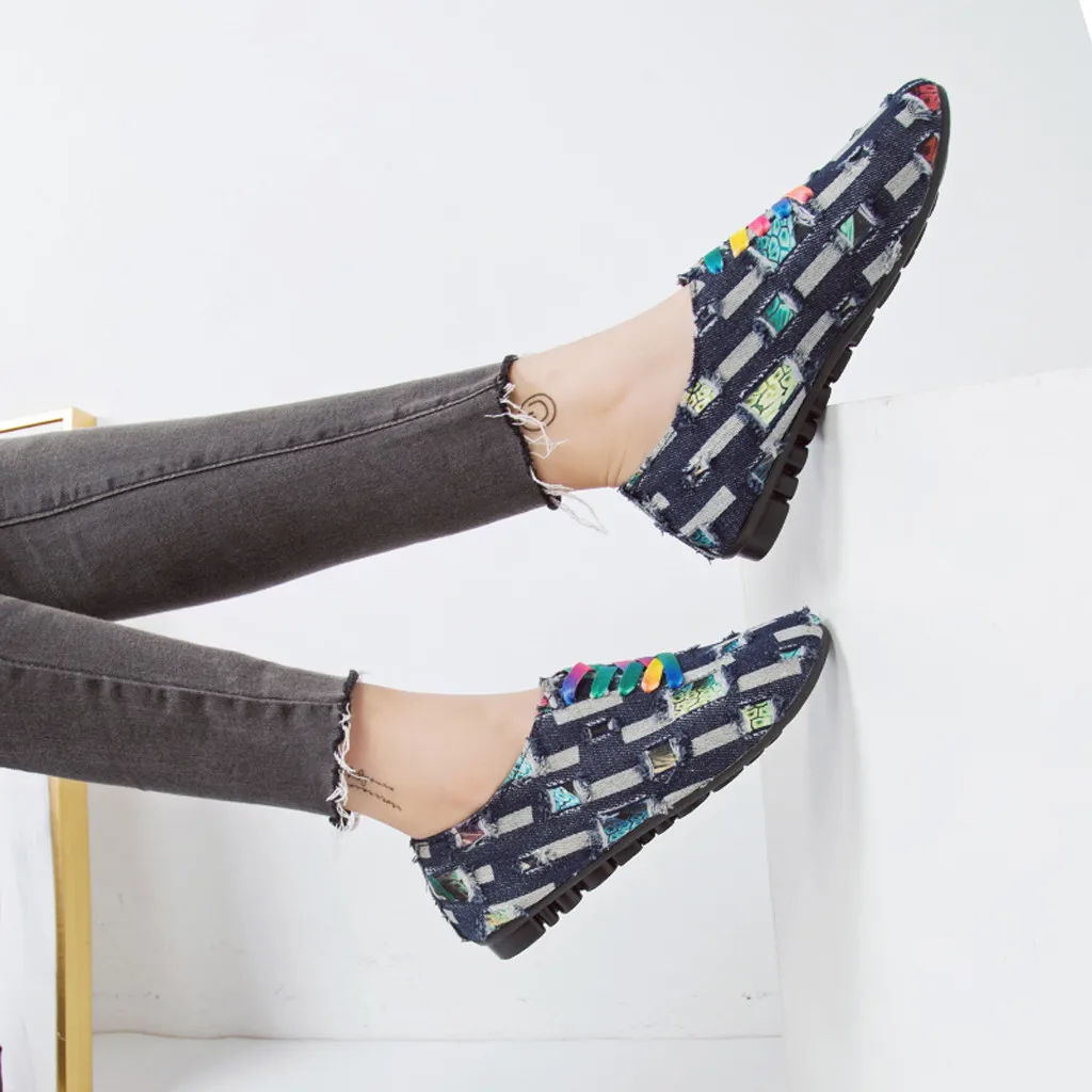 Туфли YOUYEDIAN женские на низком каблуке джинсовая ткань Нескользящие с круглым