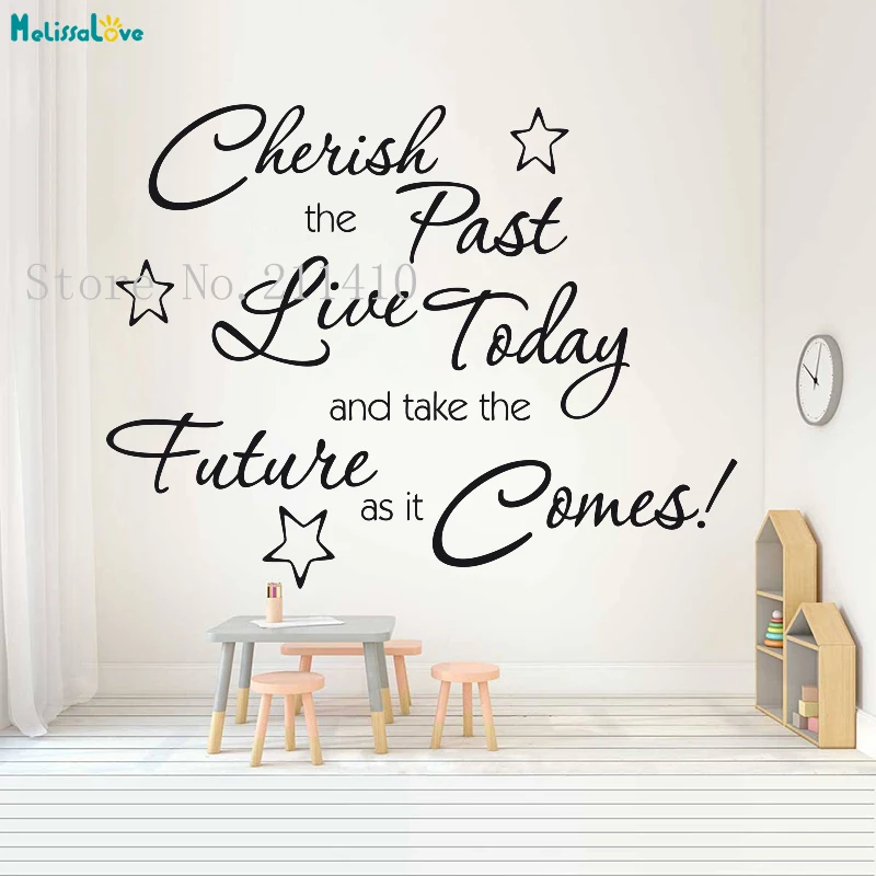 

Cute Word Wall Sticker Cherish the Past Home Decor For Family Living Room Decals Vinyl Removable Art Murals Unique Gift YT559
