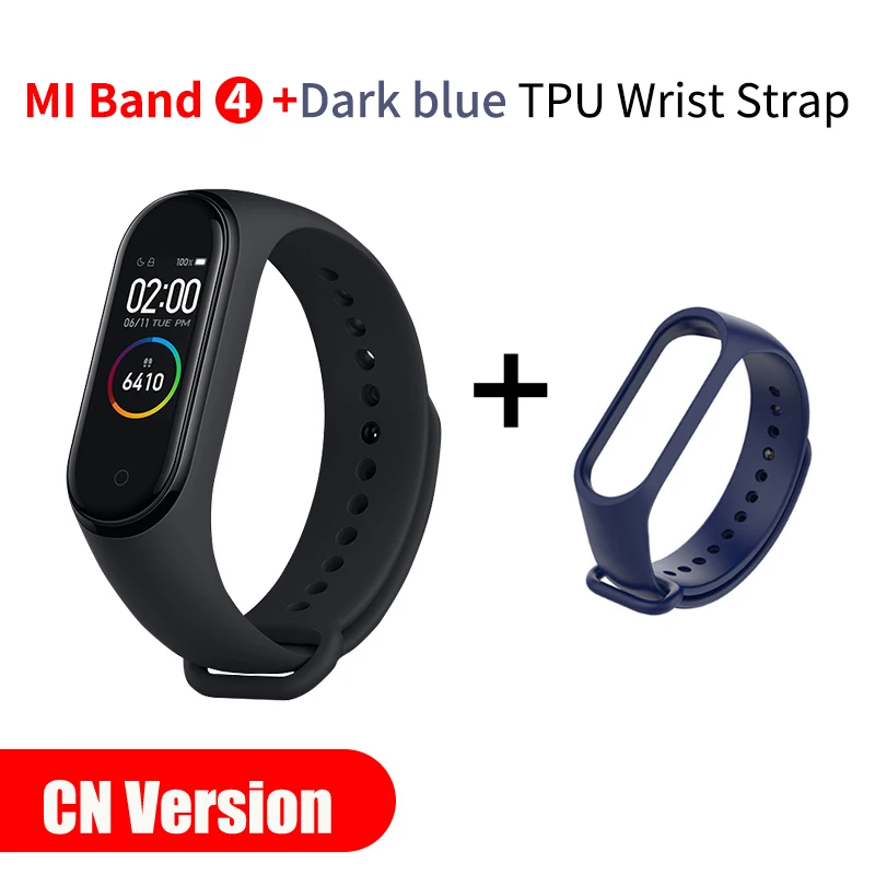 Синий Xiaomi mi Band 4 2.5D 0,95 'AMOLED Смарт mi band 4 браслет пульсометр фитнес 135 мАч цветной экран Bluetooth 5 Новинка - Цвет: Синий