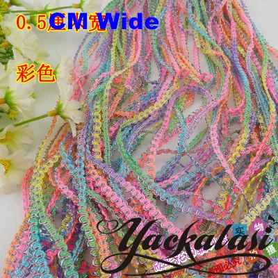 YACKALASI, 25 ярдов/Лот, S, тесьма, кружевная лента, Золотая лента для косплея, костюмы, аппликация, пояс, швейная одежда, планки, 5 мм-8 мм в ширину - Цвет: Rainbow 5MM