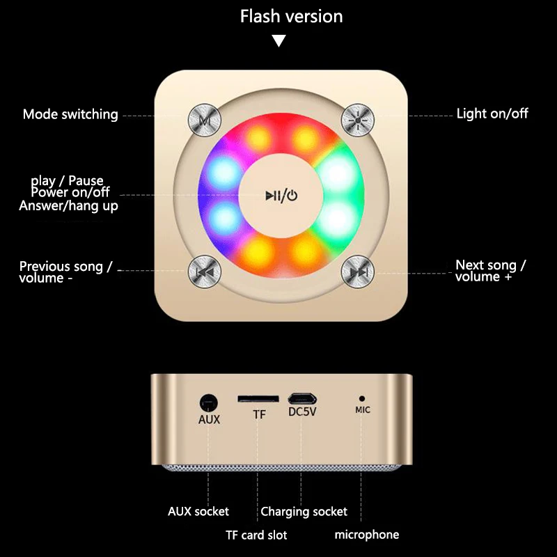 Беспроводная Bluetooth Колонка свободные руки Портативная колонка со светодиодный