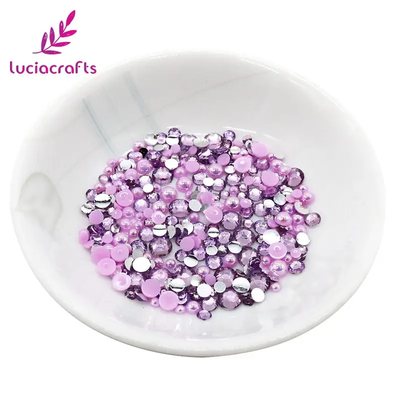 Lucia crafts 200 шт./лот смола 3 6 мм круглая плоская спинка смешанный фиолетовый горный