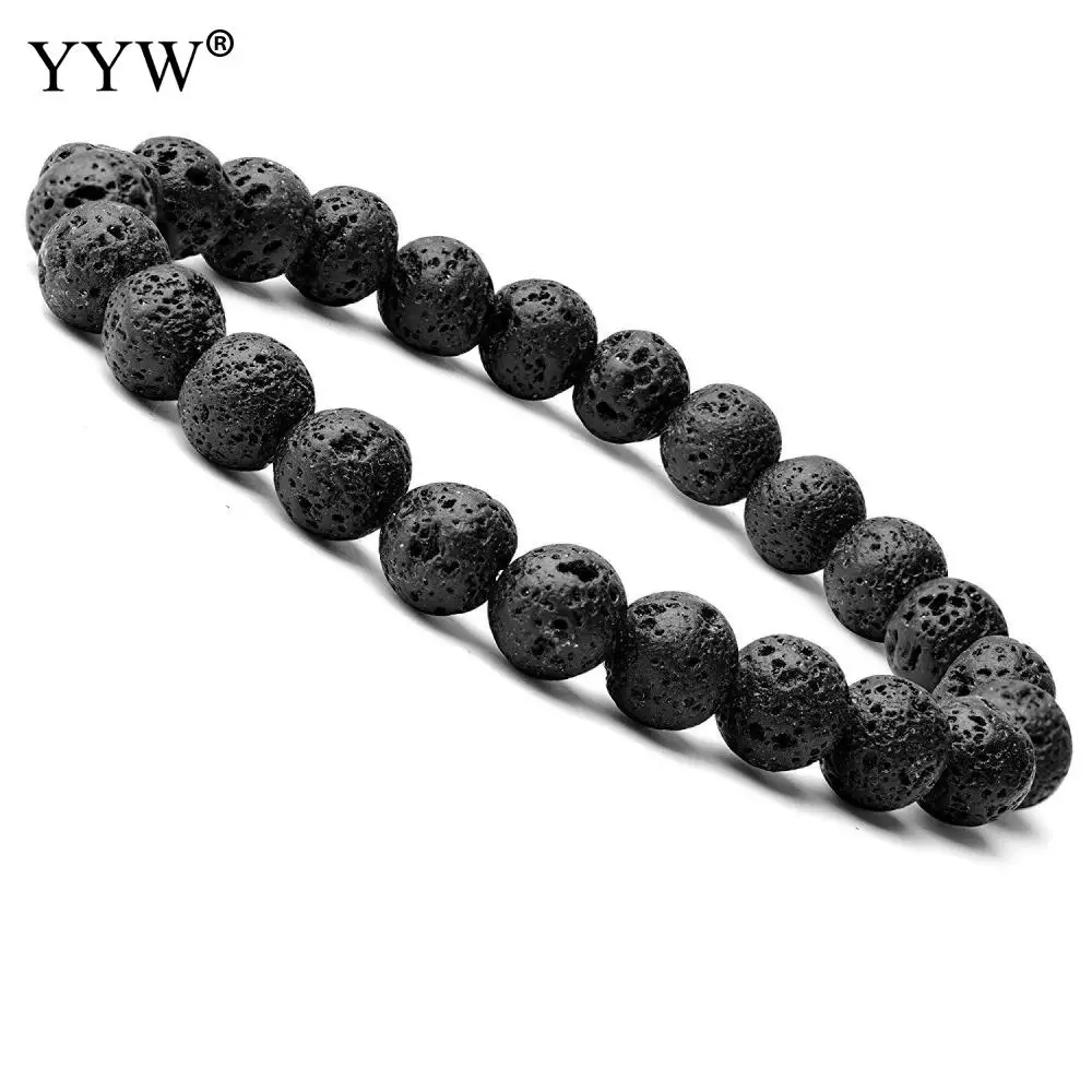 

Wholesale Lava Volcano Stone Bracelet Exquisite With Elastic Thread Round Unisex Black 8mm Length:Approx 6.9 Inch 10strands/Lot