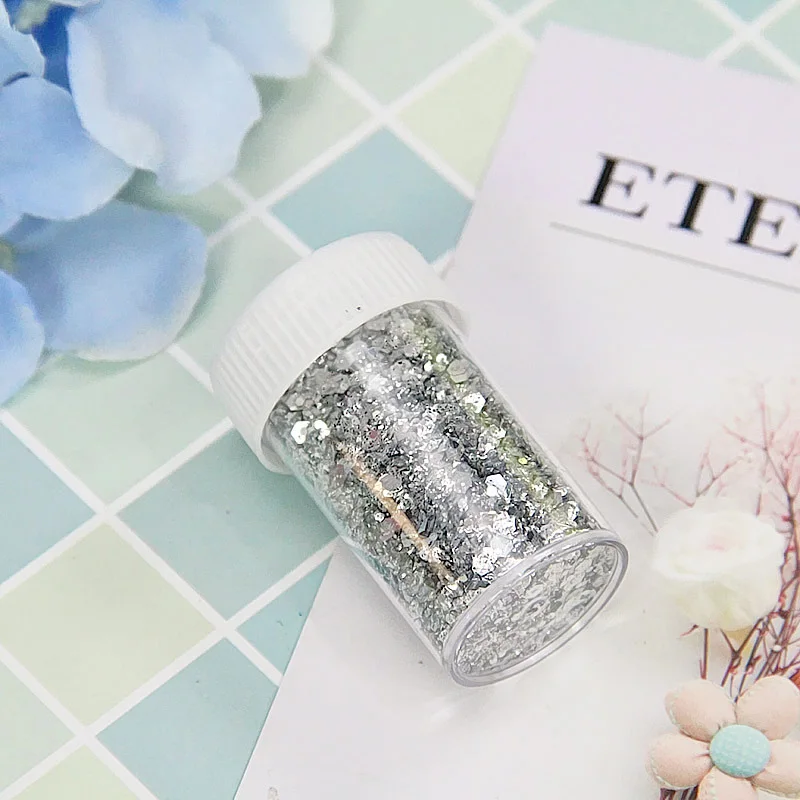 10 г/бутылка слайм конфеты ломтики наполнитель DIY поставки детские аксессуары украшения Кристалл грязи детей блеск бумаги слайм наполнитель - Цвет: Серебристый