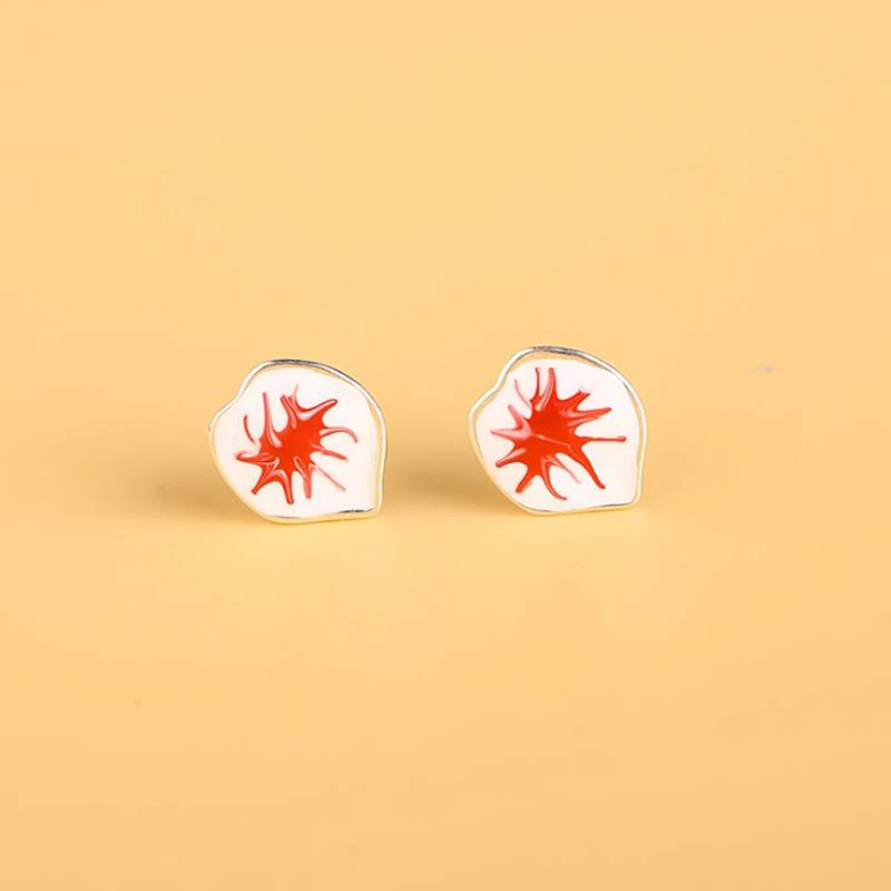 Женские серьги гвоздики с красным и белым узором 1 пара|Серьги-гвоздики| |