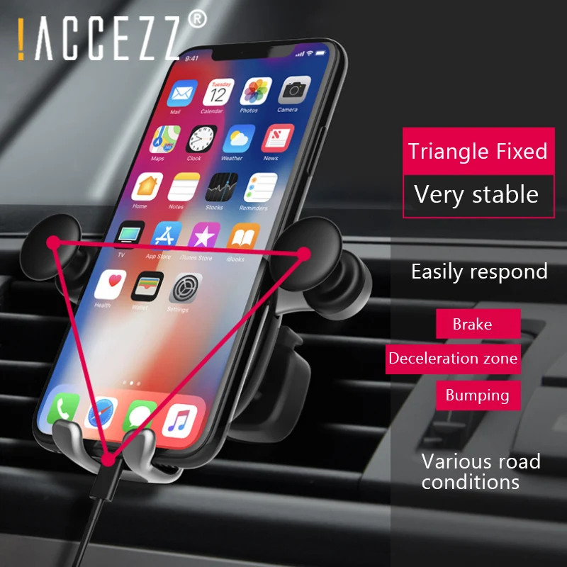 ! ACCEZZ Gravity Cool Metal Air Vent крепление подставка держатель для iPhone X samsung Xiaomi huawei