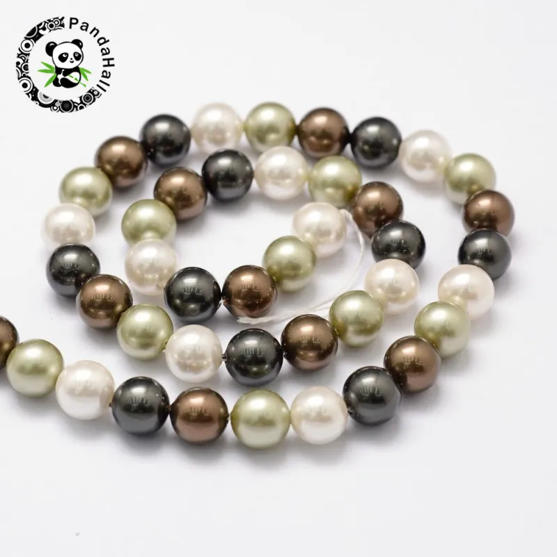 Pandahall 5 нитей 8 мм круглые жемчужные бусины в виде ракушки нити для самостоятельного изготовления ювелирных изделий браслет ожерелье отверстие: 1 мм 54 шт/нить 16"