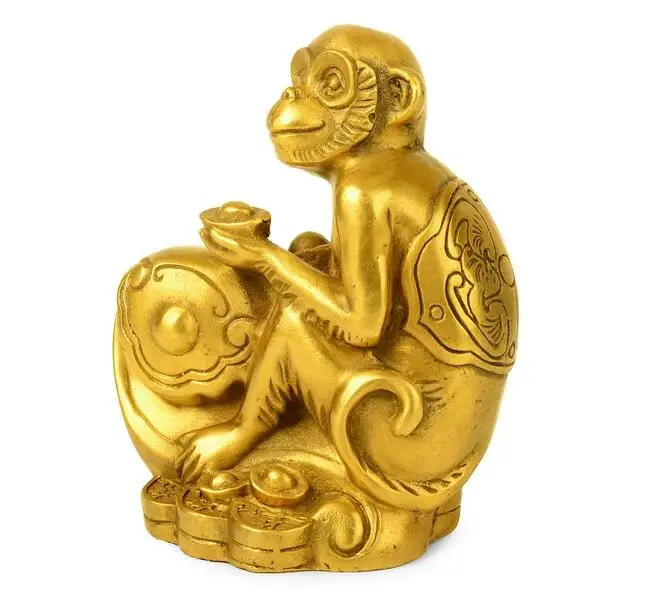 

China collection Seiko carving brass wealth monkey crafts statue