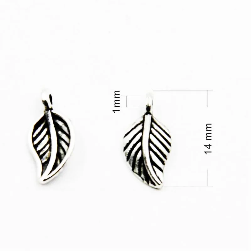 100pcs 7*15mm Antique Silver Metal Leaf Charms Pendant Fashion Jewelry For Bracelet Making Free Shipping! HJ00064 | Украшения и