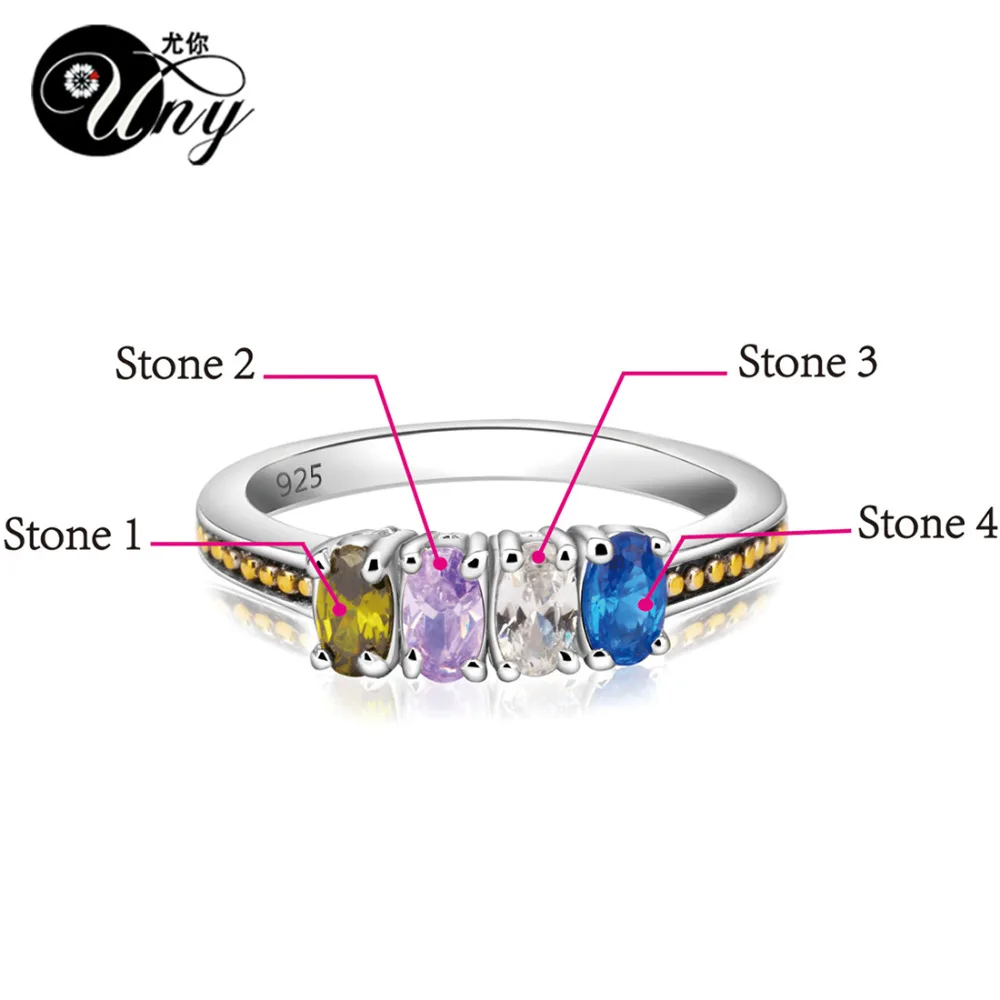 UNY Ring 925 Sterling Silver Custom Engrave Rings Family Heirloom Anniversary Mothers Gift Personalized Birthstone DIY | Украшения и