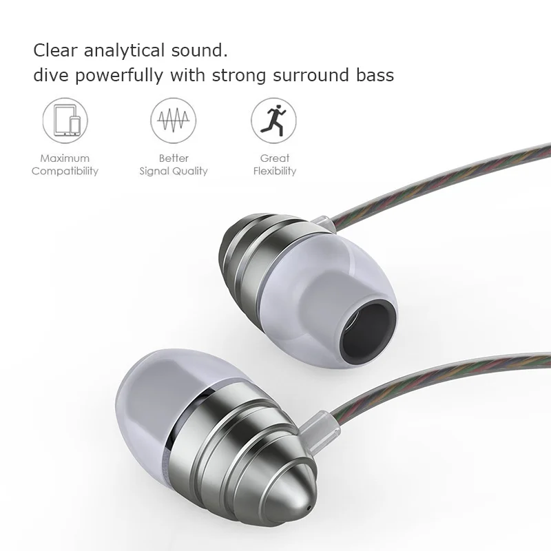 UiiSii US90 наушники в ухо супер бас качество звука музыка HiFi стерео спортивные