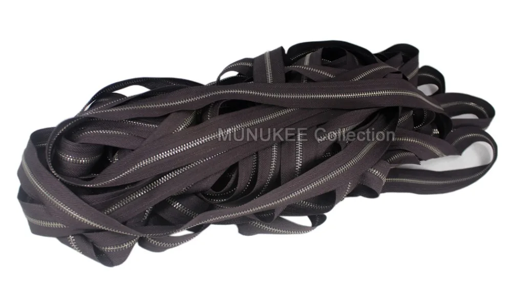 #5 молния кофейная ткань легкие металлические зубы металлическая для шитья 2 м/лот