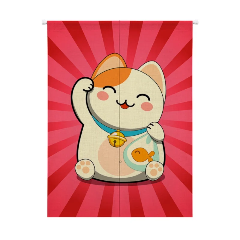 Lucky Cat Дизайн хлопок и лен японский стиль дверная занавеска висячий гобелен для украшения дома
