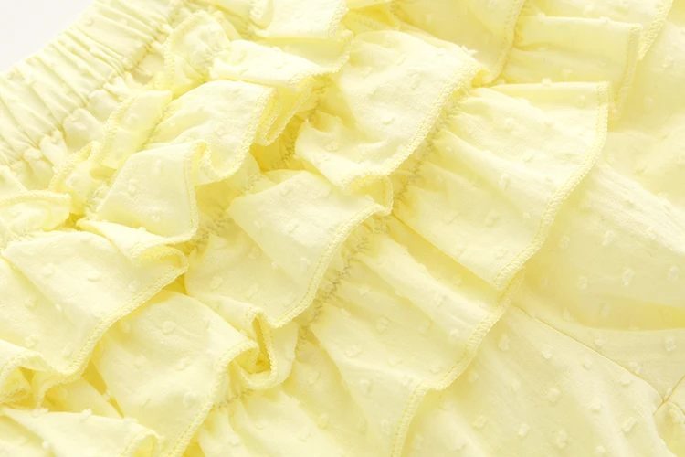 Новый красивый и милый летний костюм для маленьких девочек желтое платье из