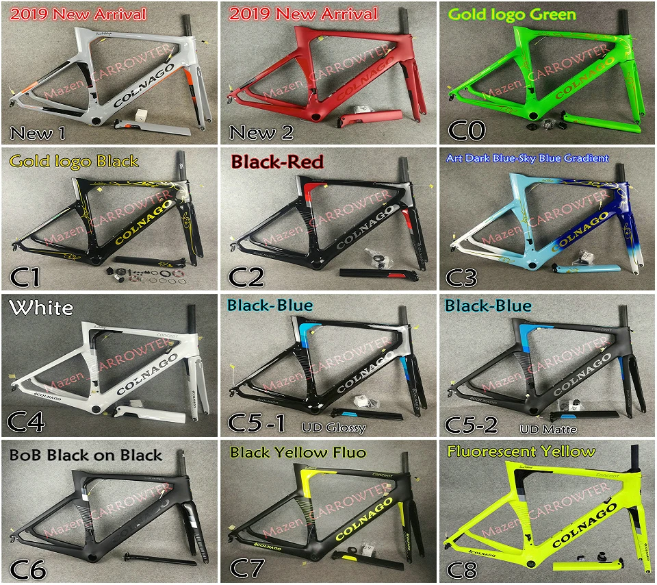 CARROWTER Colnago концепция полный велосипед полный карбоновый дорожный велосипед с R8010 Группа Набор 50 мм карбоновый комплект колес Novatec A271 ступицы