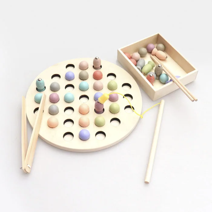 Fishing toys-TJ086A Монтессори математическая игрушка клип бусины Рыбалка Магнитная игра червь родитель-ребенок интерактивные Деревянные игрушки для детей детские развивающие игрушки - Цвет: Fishing toys-TJ086A