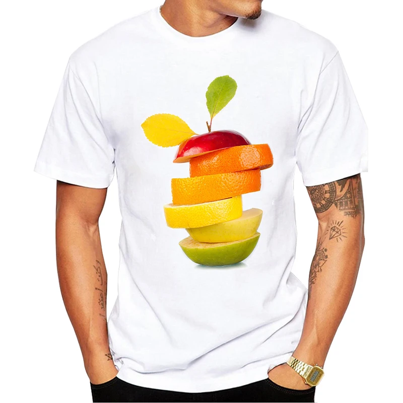 Новинка 2019 летняя модная футболка с принтом в виде множества фруктов мужские