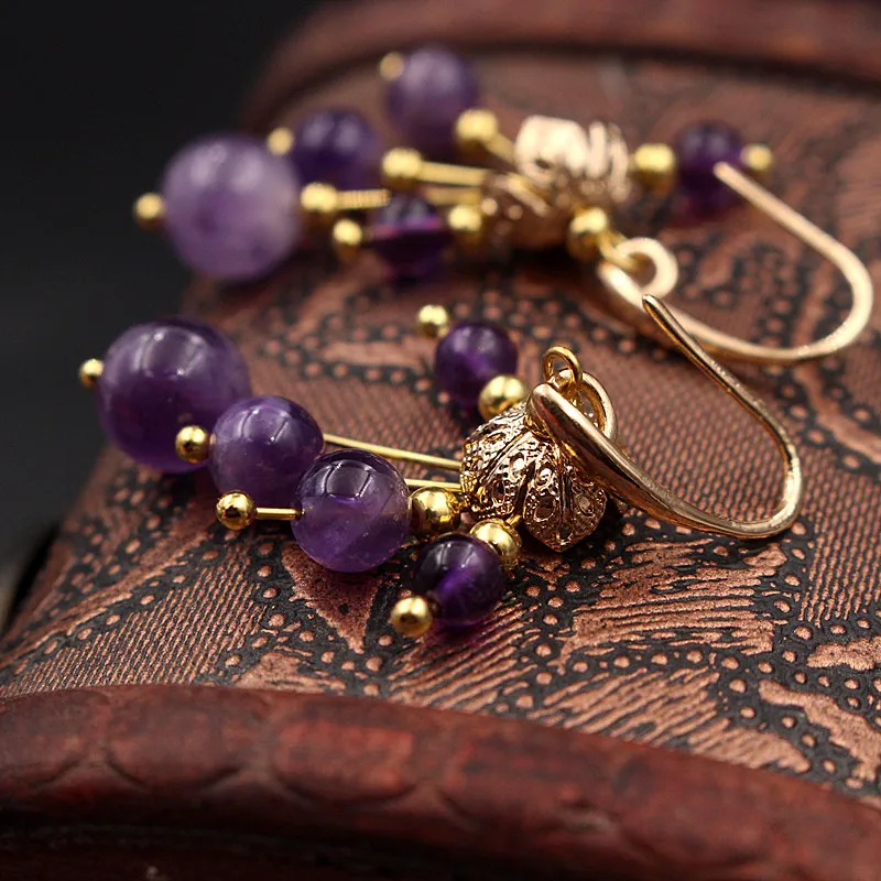 Yanting Purple Crystal Dangle Earrings For Women Handmade Drop Earings Fashion Jewelry Ethnic Female Gift 0337 | Украшения и