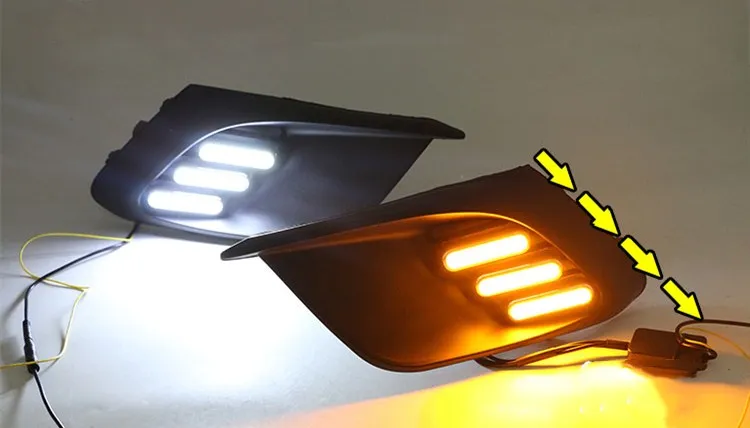 

Дневные ходовые огни Qirun для Mazda 3 Axela 2014-2016 с динамическим движущимся желтым сигналом поворота и синим ночным светом