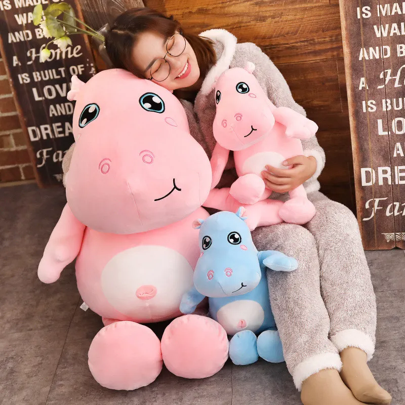 

Large Size Blue/Pink Hippo Stuffed Plush Toys Cartoon Doll Birthday Gifts For Girls and Children Good Quality