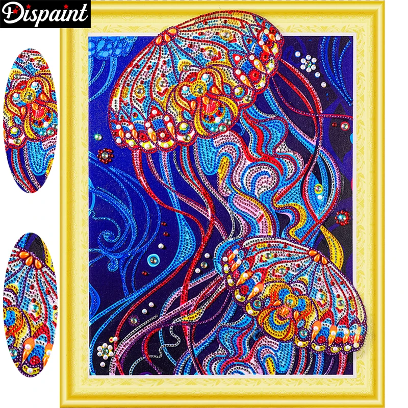 

Dispaint 5D Diamond Painting Animal Special Shape Diamond Embroidery Jellyfish Colorful Paint With Diamonds Handicraft Set 40x50